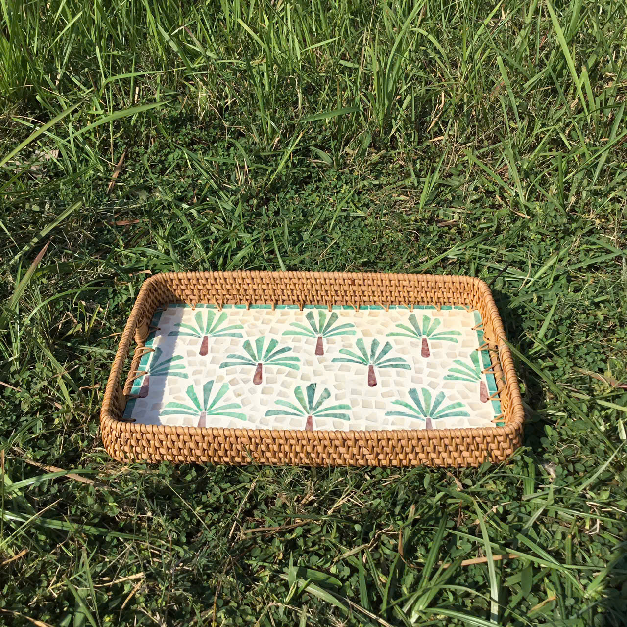 Retangle Rattan Tray With Patterns